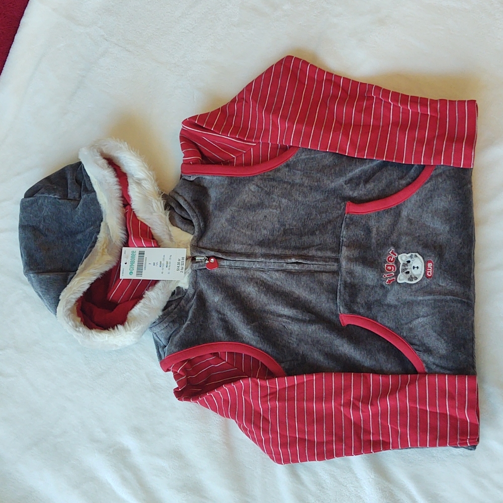 Gymboree Tiger Love red and gray jumper, turtleneck, socks NWT Size 7